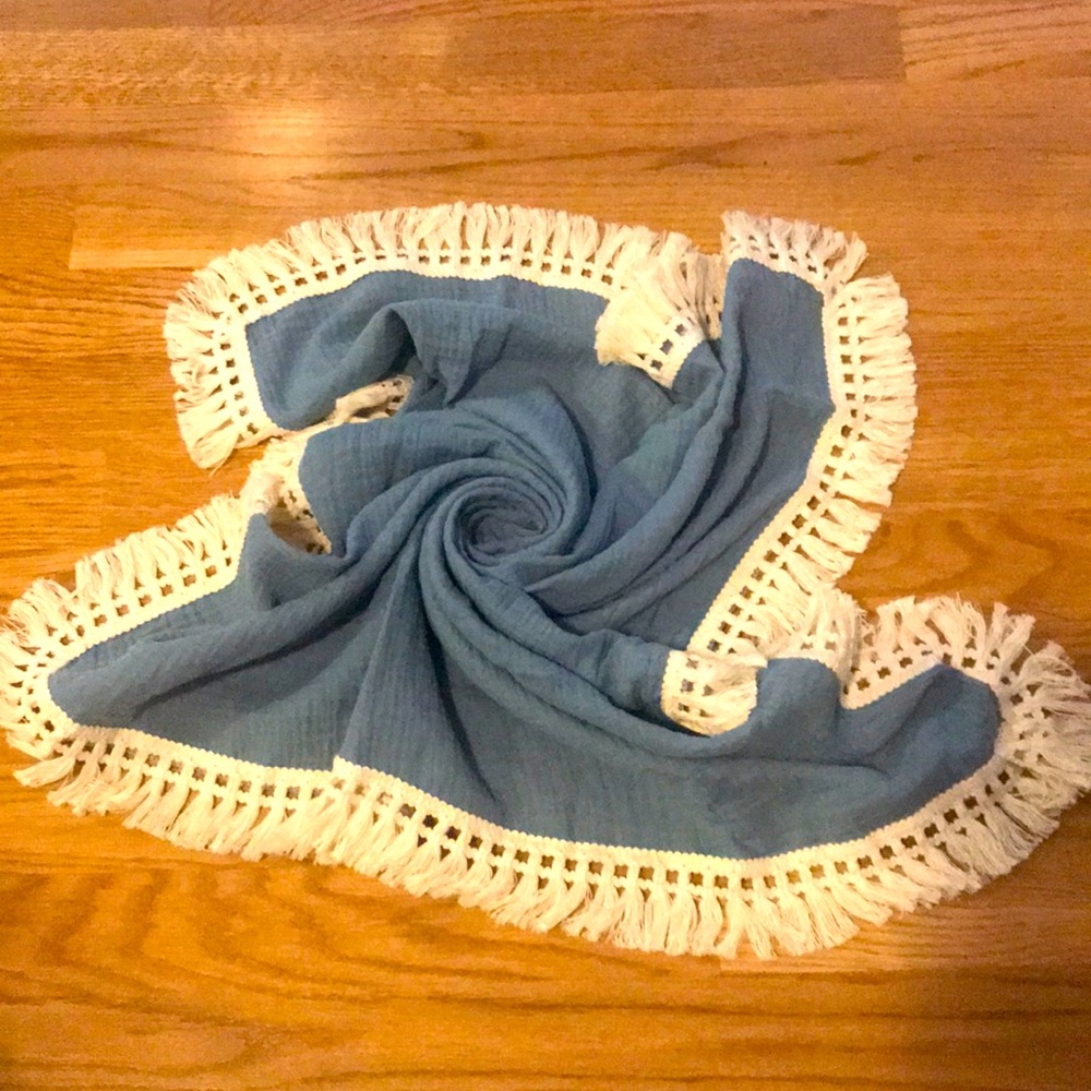 New Muslin Swaddle Fringe Blanket Newborn Pictures